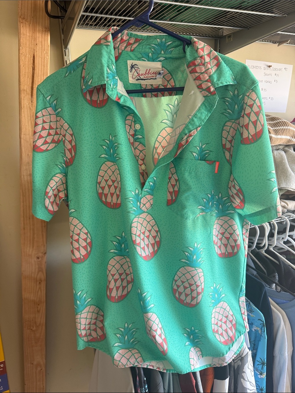 chubbies Teal Pineapple Camp Shirt
